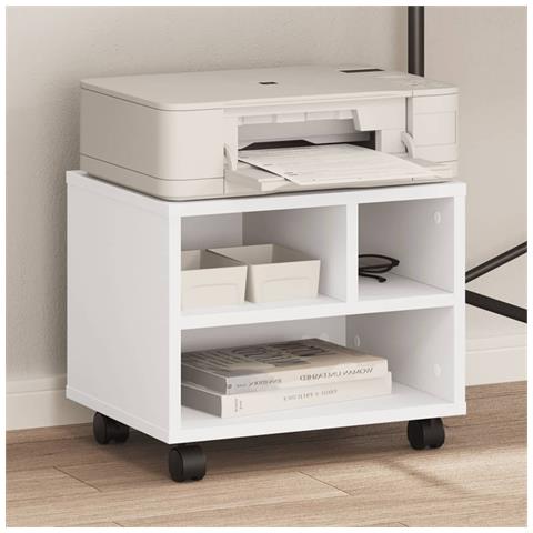Supporto Per Stampante Con Ruote Bianco 41x32x34,5 Cm - Foto 8