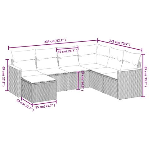 Set Divani Da Giardino 7 Pz Con Cuscini Grigio In Polyrattan - Foto 3