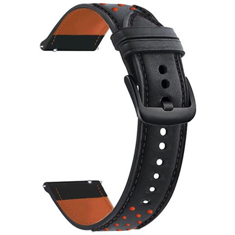 Cinturino Per Orologio In Pelle Con Cuciture E Punti Per Huawei Gt3 Pro Black 20 Mm - Foto 1