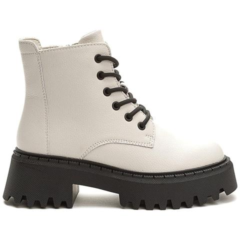 White Casual Closed Booties Stivaletti Pelle Scarpe Donna Bianco Eu 36, 948016/05-12 - Foto 2