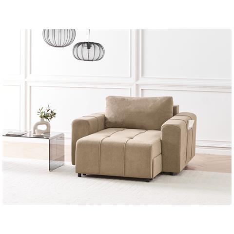 Chaise Longue Innvik Tessuto Marrone Con Contenitore - Foto 1