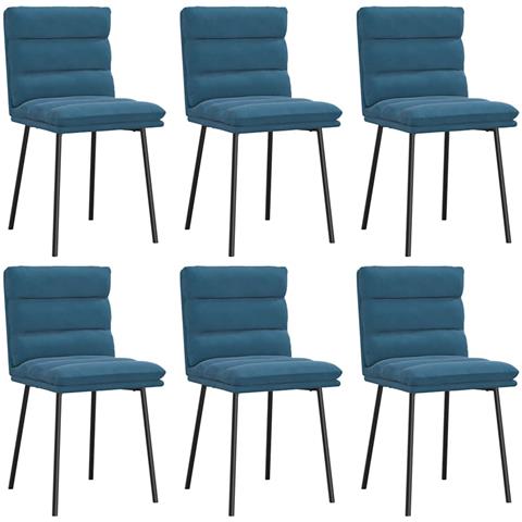 Sedie Da Pranzo 6 Pz Blu In Velluto - Foto 2