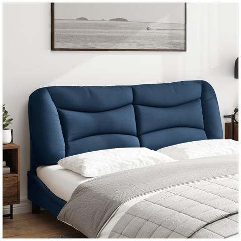 Cuscino Testiera Blu 160 Cm In Tessuto - Foto 3