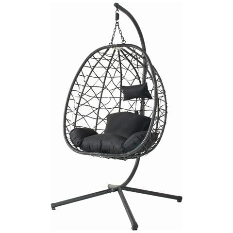 Sedia Sospesa Effetto Rattan Nero Cuzco - Foto 2