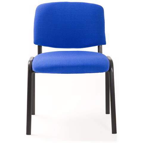 Set Di 6 Sedie Per Sala Attesa Ufficio Studio Conferenze Riunione Ospite Impilabili Imbottite In Tessuto Rosso - Foto 1