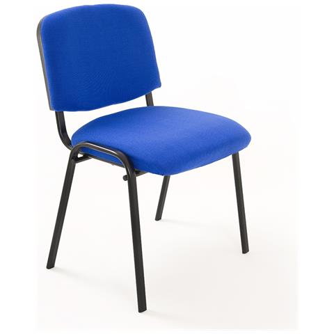 Set Di 6 Sedie Per Sala Attesa Ufficio Studio Conferenze Riunione Ospite Impilabili Imbottite In Tessuto Rosso - Foto 2