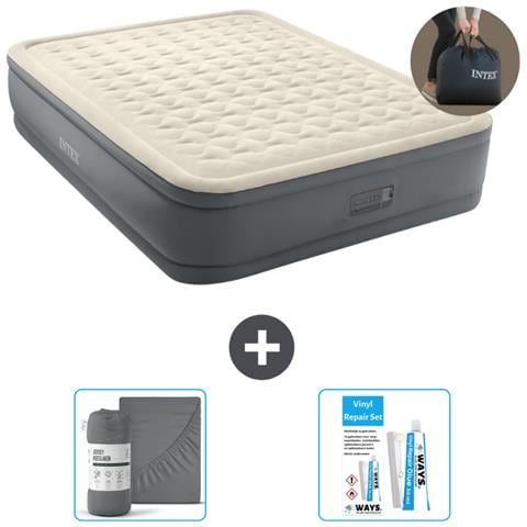 Set Materassino Gonfiabile - 203x152x46 Cm - Grigio - Include Accessori Coordinati - Foto 1