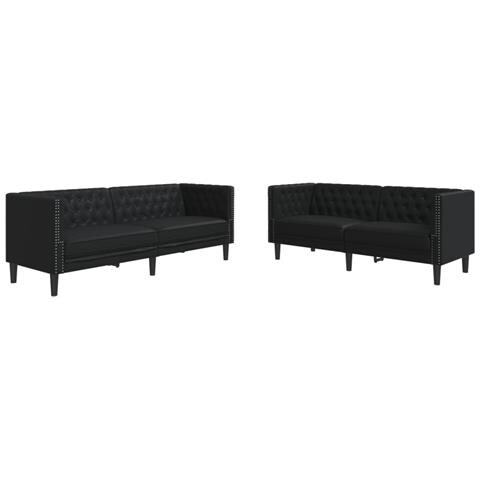 Set Divani Chesterfield 2pz Nero in Similpelle - Foto 1