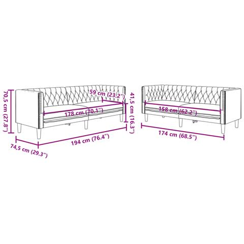 Set Divani Chesterfield 2pz Nero in Similpelle - Foto 8