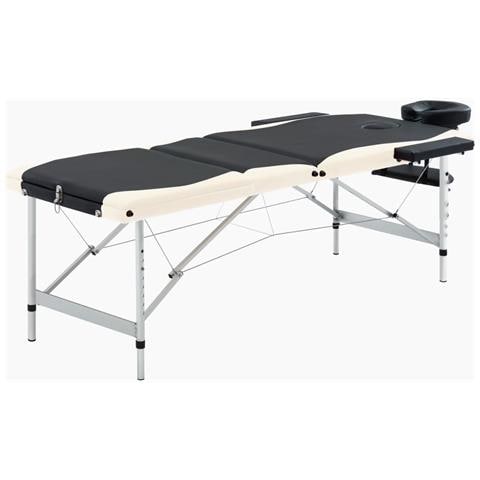 Lusso Casadino -  Lettino Massaggio Pieghevole 3 Zone In Alluminio Nero E Beige - Foto 2