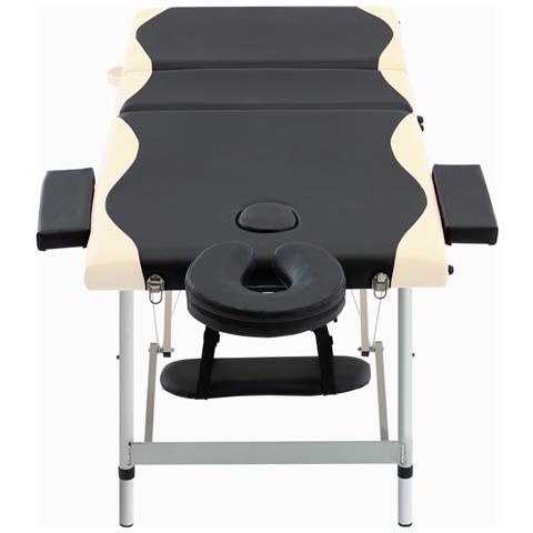 Lusso Casadino -  Lettino Massaggio Pieghevole 3 Zone In Alluminio Nero E Beige - Foto 1