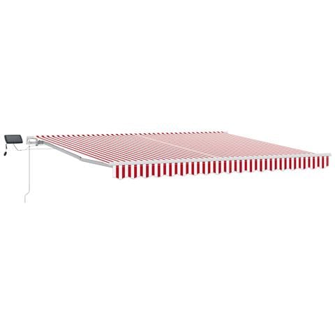 Tenda Retrattile Manuale con LED Striscia Rossa e Bianca 400x350 cm - Foto 1