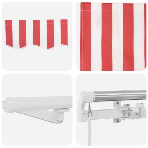 Tenda Retrattile Manuale con LED Striscia Rossa e Bianca 400x350 cm - Foto 9