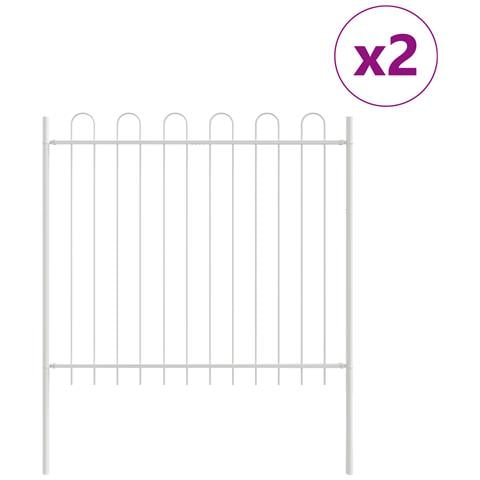 Recinzione da Giardino con Parte Superiore ad Arco Bianca 3,4x1,5 m in Acciaio - Foto 1