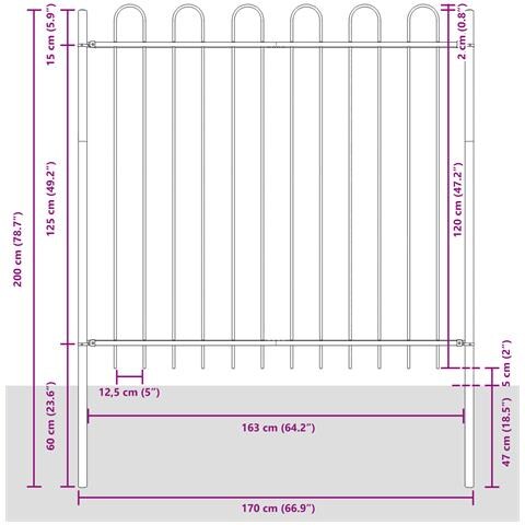 Recinzione da Giardino con Parte Superiore ad Arco Bianca 3,4x1,5 m in Acciaio - Foto 7