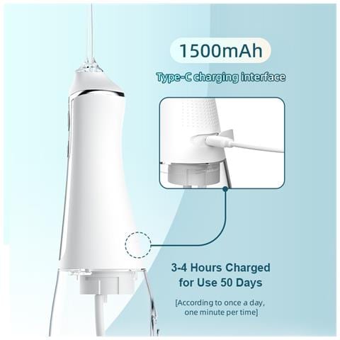 Idropulsore Elettrico Portatile Con 5 Ugelli E 4 Modalità Per Casa E Viaggio White - Foto 7