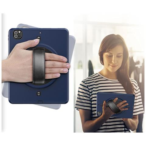 Custodia Per Ipad Pro 4/3 12.9"" Con Supporto E Tracolla Blu Navy - Foto 2