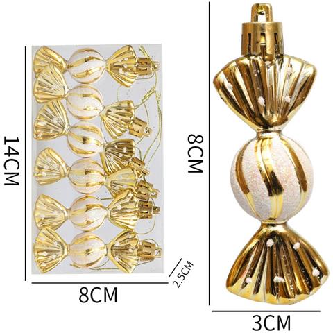 Decorazioni Natalizie A Forma Di Caramella - Mini Caramelle Rotonde (confezione Da 6) Gold - Foto 1