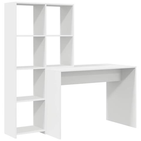 Scrivania Bianco 138.5 x 55 x 143 cm Legno multistrato - Foto 1