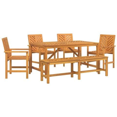 Set da Pranzo per Giardino 6 pcs Marrone 150 x 90 x 74 cm - Foto 1