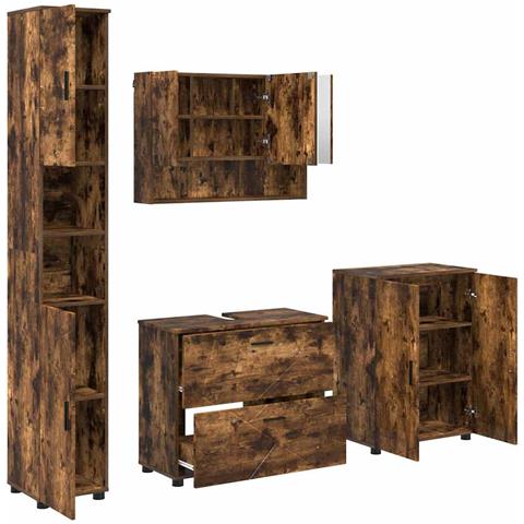 Set di mobili per il bagno 4 pcs Rovere fumo 30 x 35 x 192 cm - Foto 1