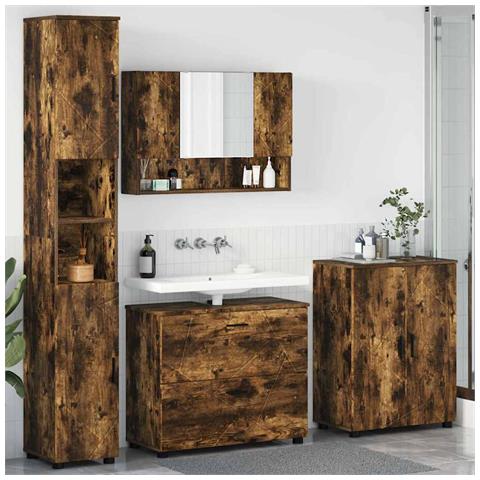 Set di mobili per il bagno 4 pcs Rovere fumo 30 x 35 x 192 cm - Foto 2