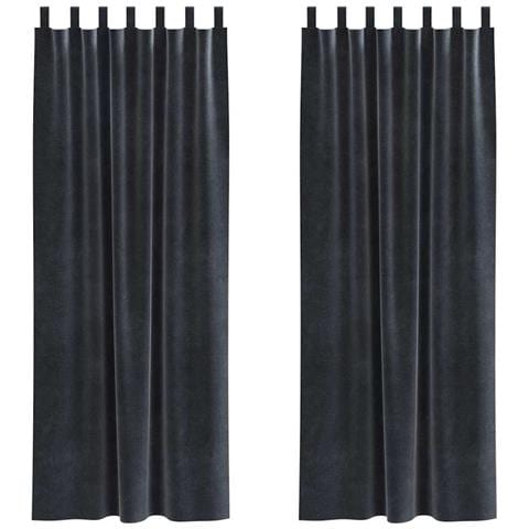 Tende con tende 2 pcs Grigio scuro 140 x 260 cm Velluto - Foto 1