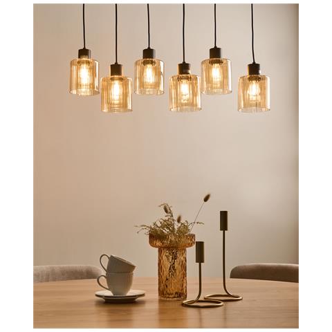 Lampadario A 6 Luci Kitare Vetro Beige - Foto 1