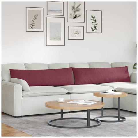 Cuscini da Divano 2 pcs Rosso Vino 145 x 40 cm Tessuto - Foto 2