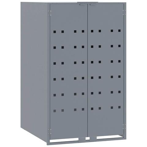 Copribidone con Ruote Bidone Singolo Grigio 69x79x117cm Acciaio - Foto 1