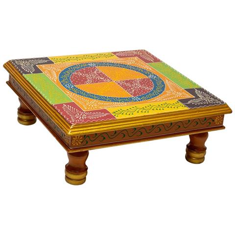 Tavolino In Legno Dipinto A Mano 38x38x14h - Foto 1
