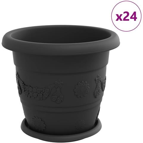 Vasi per Piante 24 pcs Nero Ø 26 x 21.5 cm Plastica - Foto 1