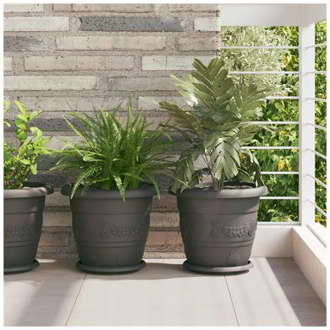 Vasi per Piante 24 pcs Nero Ø 26 x 21.5 cm Plastica - Foto 2