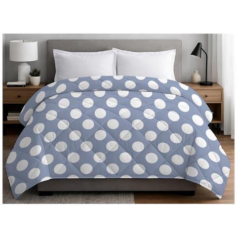 Trapuntino Piumino Estivo Primaverile 100gr Mq Leggero Disegno Pois Matrimoniale Azzurro - Foto 1