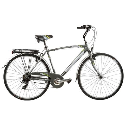 Bici Da Uomo City Bike Telaio In Alluminio Bicicletta Misura 28 Linea Ego Cambio 6v Ego6v Completa Di Accessori E Luci A Led - 57 Titanio Verde Lime - Foto 1