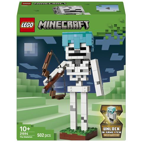 Minecraft 21594 Scheletro, Action Figure Giocattolo di Mob con Elmo di Diamante, Arco e Frecce, Base in Erba, Regalo 10+ - Foto 1