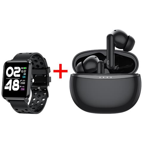 Smartwatch Kix-m Con Funzione Audio / Con Cuffie Tws Tutti Nero - Foto 1