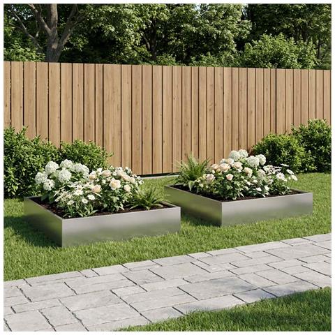 Vaso da giardino 2 pz Argento 100 x 100 x 20 cm Acciaio zincato - Foto 2
