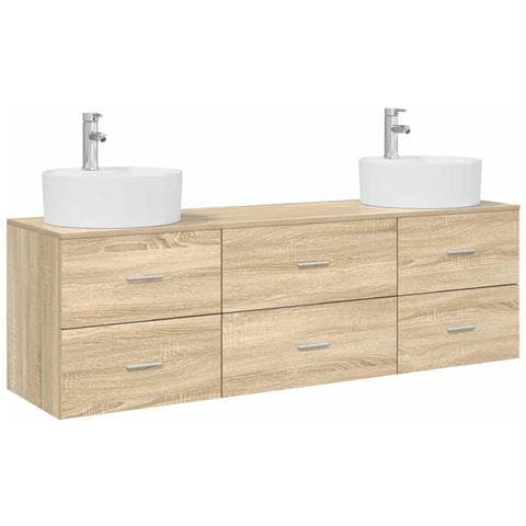 Set di Armadi da Bagno 3 pz Rovere Sonoma 62,5 x 44,5 x 50 cm - Foto 1