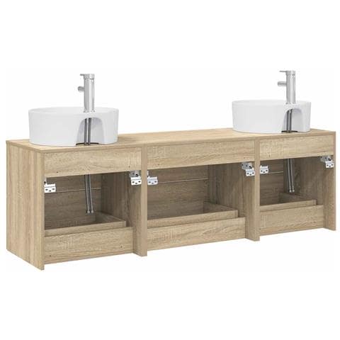 Set di Armadi da Bagno 3 pz Rovere Sonoma 62,5 x 44,5 x 50 cm - Foto 10