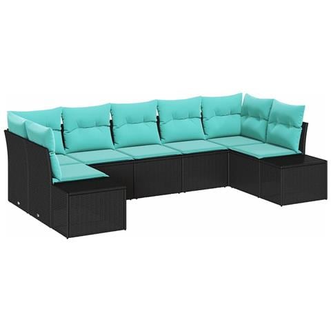 Set Divano da Giardino 7 pz Nero polyrattan - Foto 1