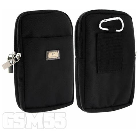 Custodia Smartphone Cintura Universale Doppia Tasca Nylon Spesso Nero - Foto 2