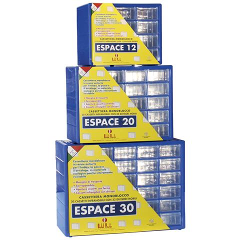 Monoblocco Porta Minuteria Con 20 Cassetti Trasparenti E 20 Divisori - Modello Espace 20 - Blu - Foto 2