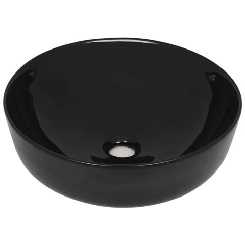 Lavandino Tondo In Ceramica Nero 41,5x13,5 Cm - Foto 1