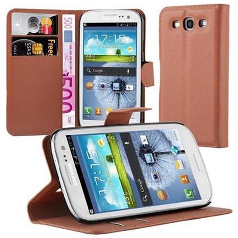 Custodia Compatibile Con Samsung Galaxy S3 / S3 Neo In Marrone Pastello - Coperchio Protettiva Con Chiusura Magnetica, Funzione Stand E Tasca Per Le Carte - Foto 1