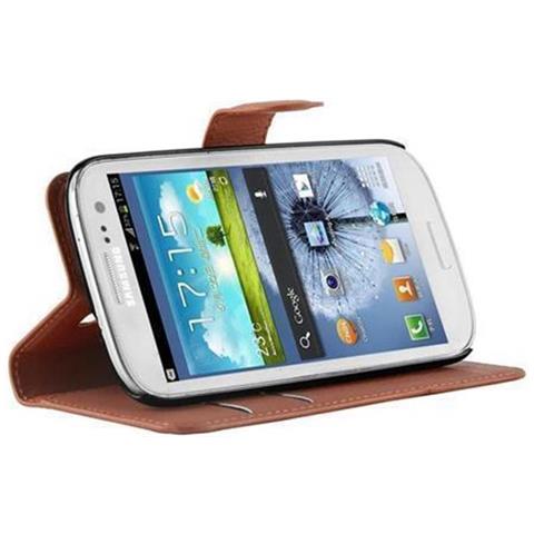 Custodia Compatibile Con Samsung Galaxy S3 / S3 Neo In Marrone Pastello - Coperchio Protettiva Con Chiusura Magnetica, Funzione Stand E Tasca Per Le Carte - Foto 2