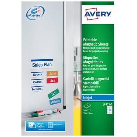 Etichette Magnetiche Bianche Inkjet In A4 78x28mm (18et / fg - 5fg) J8871 - Foto 2