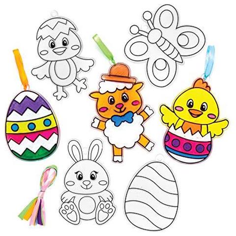 At515 Pasqua Suncatcher Ornaments - Confezione Da 10 Fun Di Plastica Disegni Per Bambini Da Colorare E Decorare - Foto 1