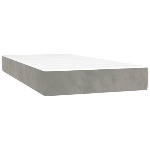 Letto A Molle Materasso E Led Grigio Chiaro 100x200 Cm Velluto - Foto 2