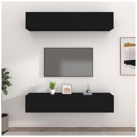 Mobili Porta Tv Neri 4 Pz 80x30x30 Cm In Legno Multistrato - Foto 6